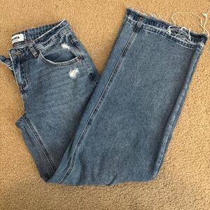 low rise distressed jeans